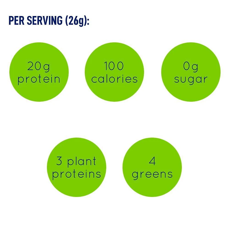 LEANFIT PLANT-BASED PROTEIN & GREENS™ Vanilla 517g - 20g Plant Protein + 4 Leafy Greens Per Serving, Vegan, Gluten-Free, Non-GMO, Soy-Free, No Sugar, Complete Amino Acid Profile, Size: 517g Tub (20 Servings)