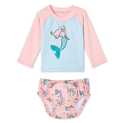 Maillot de bain 2 pièces avec couche George pour bébés filles Tailles 0/3-18/24 mois
