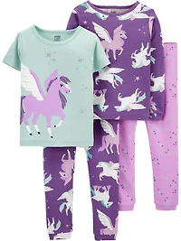 Child of Mine made by Carter's Infant Girls' Cotton  4-Piece Pajama - Pegasus