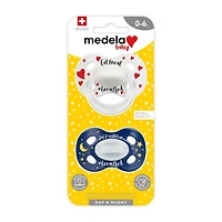 Medela Baby new DAY & NIGHT Pacifier, 24-hour set with glow in the dark pacifier, BPA free, Lightweight and orthodontic. 18+mo Unisex