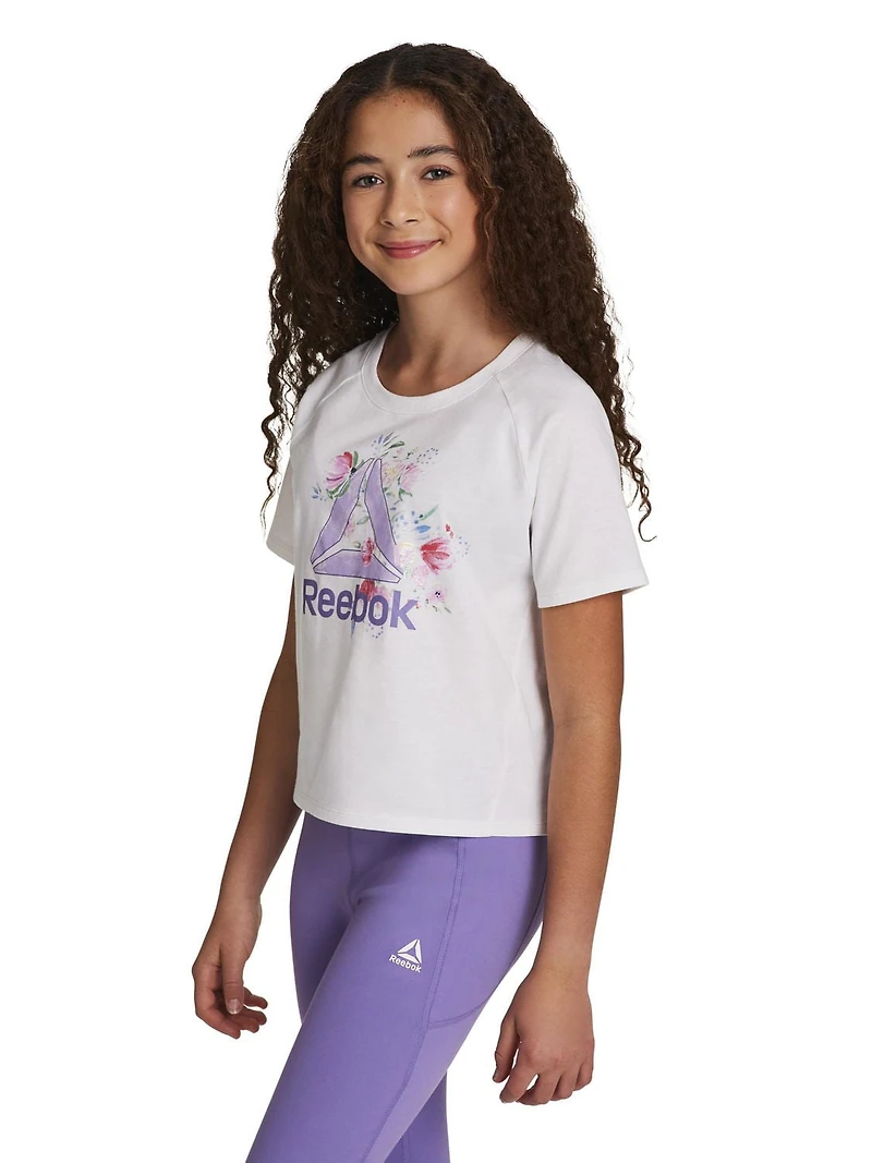 Reebok Girls’ Brushy Floral Graphic Boxy T-Shirt