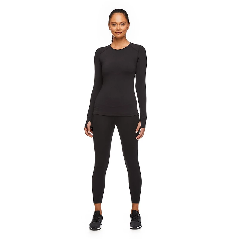Athletic Works Women's Mid-Weight Thermal Crew Neckline Tee, Sizes S-XXL