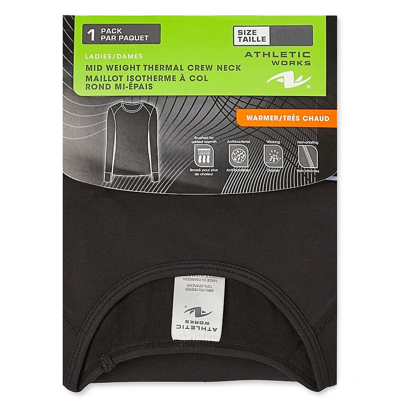 T-shirt isotherme mi-épais avec encolure ras du cou Athletic Works pour femmes