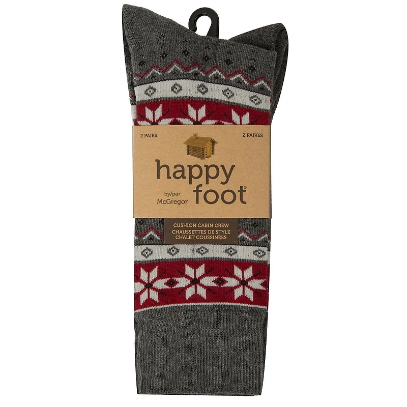Happy Foot 2 Pair Cushion Fair Isle Crew