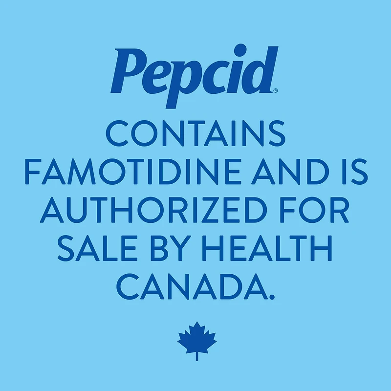Médicament Pepcid AC Concentration maximale qui agit toute la journée contre l'indigestion acide, avec 20 mg de famotidine; acidoréducteur à action rapide qui prévient et soulage les brûlures d’estomac, format voyage de 10 comprimés 10 comprimés