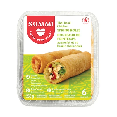 SUMM! Thai Basil Chicken Spring Rolls, 6 pieces spring rolls with 1 package of sauce, 350g