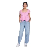 My Sister's Closet Girls' Cap Sleeve Hanky Hem Top