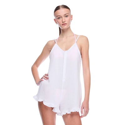 Cache-maillot style combinaison en rayonne froissée No Boundaries pour femmes