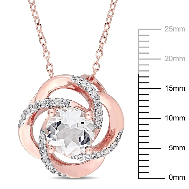 Miabella 2-3/5 Carat T.G.W. White Topaz Rose Rhodium-Plated Sterling Silver Swirl Necklace, 18”