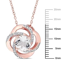 Miabella 2-3/5 Carat T.G.W. White Topaz Rose Rhodium-Plated Sterling Silver Swirl Necklace, 18”