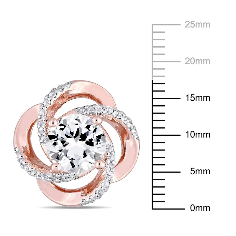Boucles d'oreille torsadées Miabella avec topazes blanches 5-1/7 CT PBT en argent sterling plaqué de rhodium rosé