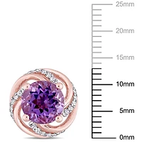 Boucles d'oreille torsadées Tangelo avec améthystes et topazes blanches 3-1/3 CT PBT en argent sterling plaqué de rhodium rosé