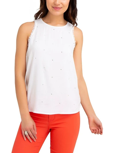 Jordache Women's Embellished Fray Top