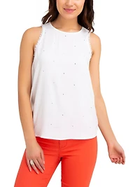 Jordache Women's Embellished Fray Top