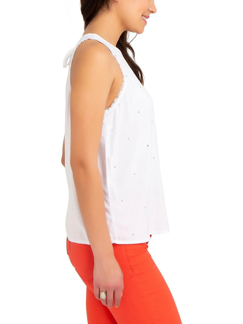 Jordache Women's Embellished Fray Top