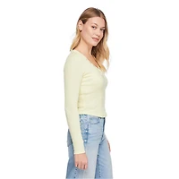 No Boundaries Women's Long-Sleeve Henley T-Shirt