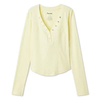 No Boundaries Women's Long-Sleeve Henley T-Shirt