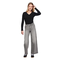 T-shirt avec manches longues et col henley No Boundaries pour femmes