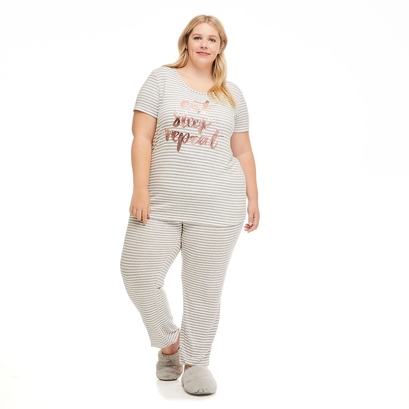 George Plus Women's Hacci Jersey Tee and Jogger 2-Piece Set