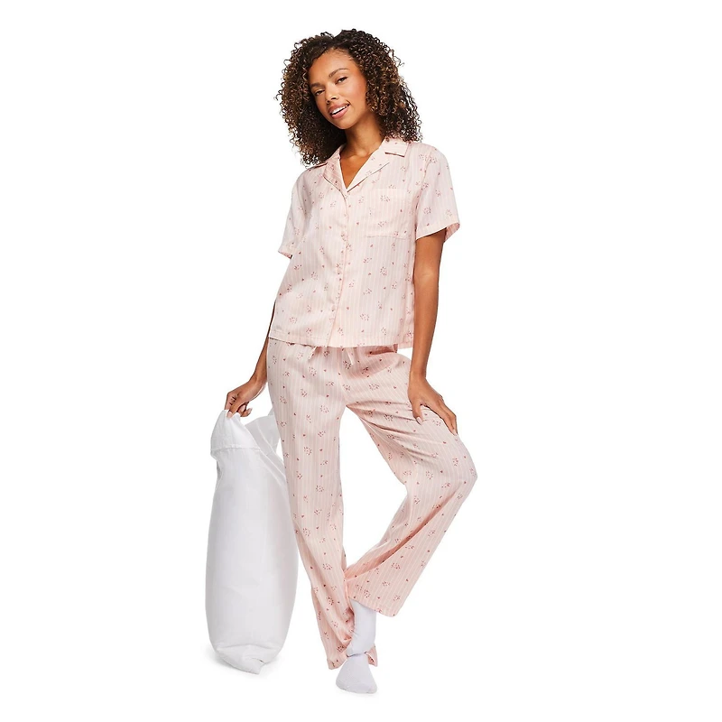 George Women's Two Piece Satin Pajama Set