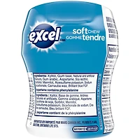 Gomme tendre Excel Menthe poivrée, sans sucre, bouteille, 40 morceaux