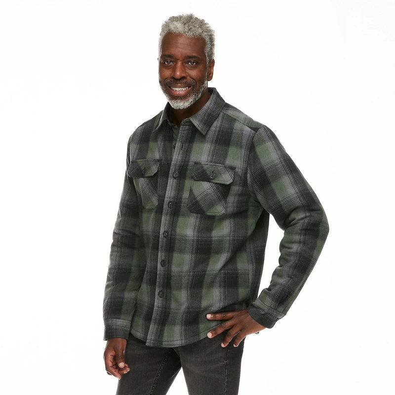 George Men's Sherpa-Lined Flannel Shirt Jacket