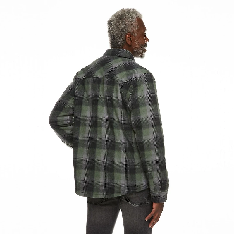 George Men's Sherpa-Lined Flannel Shirt Jacket