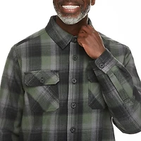 George Men's Sherpa-Lined Flannel Shirt Jacket