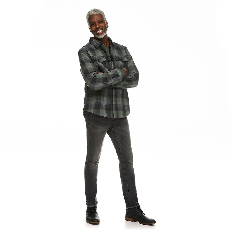 George Men's Sherpa-Lined Flannel Shirt Jacket