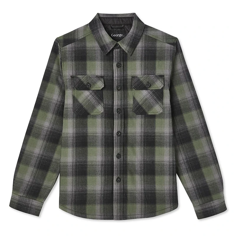 George Men's Sherpa-Lined Flannel Shirt Jacket