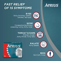 AERIUS Allergy Medicine, Fast Relief, 24-Hour, Non-Drowsy, 15 Symptoms