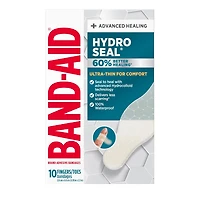 Pansements hydrocolloïdes ultraminces Hydro Seal de marque Band-Aid pour une cicatrisation avancée, pansements adhésifs 100 % imperméables pour la protection des plaies, doigts et orteils, 10 unités