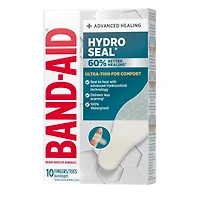 Pansements hydrocolloïdes ultraminces Hydro Seal de marque Band-Aid pour une cicatrisation avancée, pansements adhésifs 100 % imperméables pour la protection des plaies, doigts et orteils, 10 unités