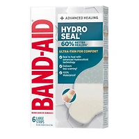 Band-Aid Brand Hydro Seal Ultra-Thin Hydrocolloid Bandages for Advanced Healing, 100% Waterproof Adhesive Bandages for Wound Protection , Large Size, 6 count