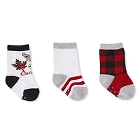 Canadiana Infants' Unisex Critter and Check Socks 3-Pack