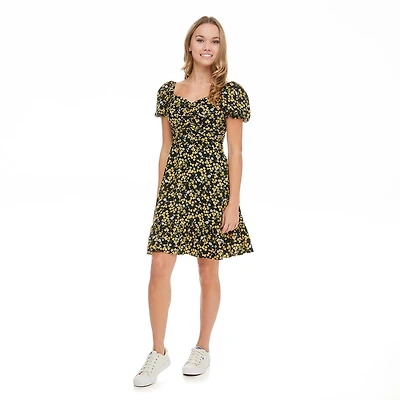 No Boundaries Women's Puff Sleeve Dress