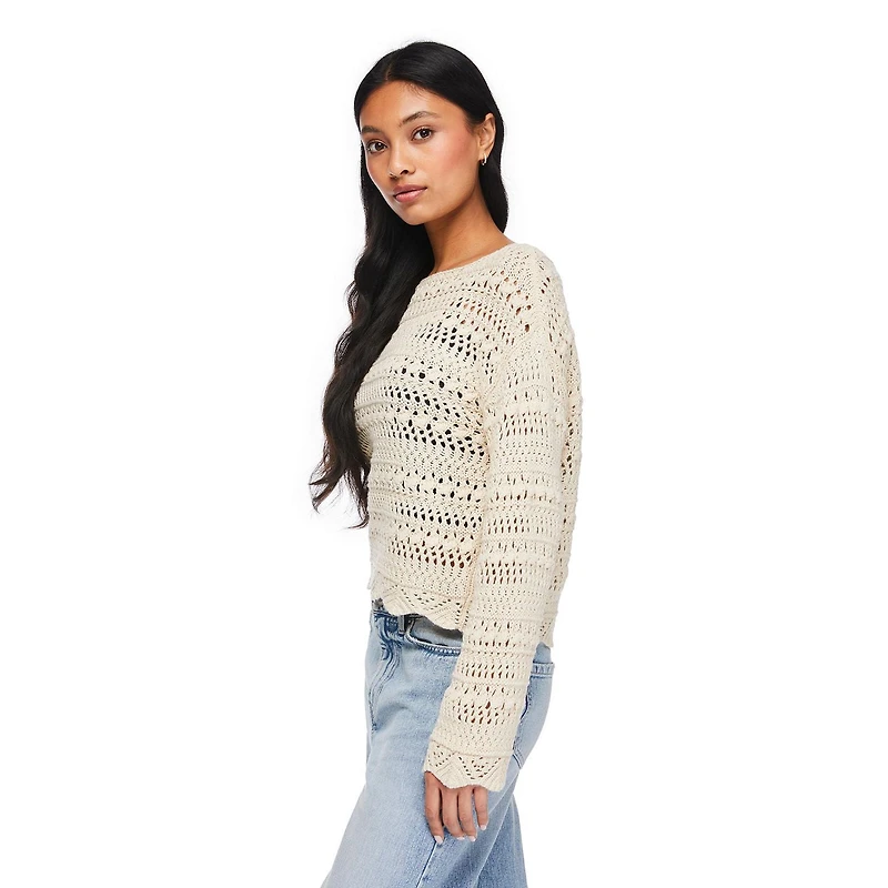 No Boundaries Women's Crochet Sweater