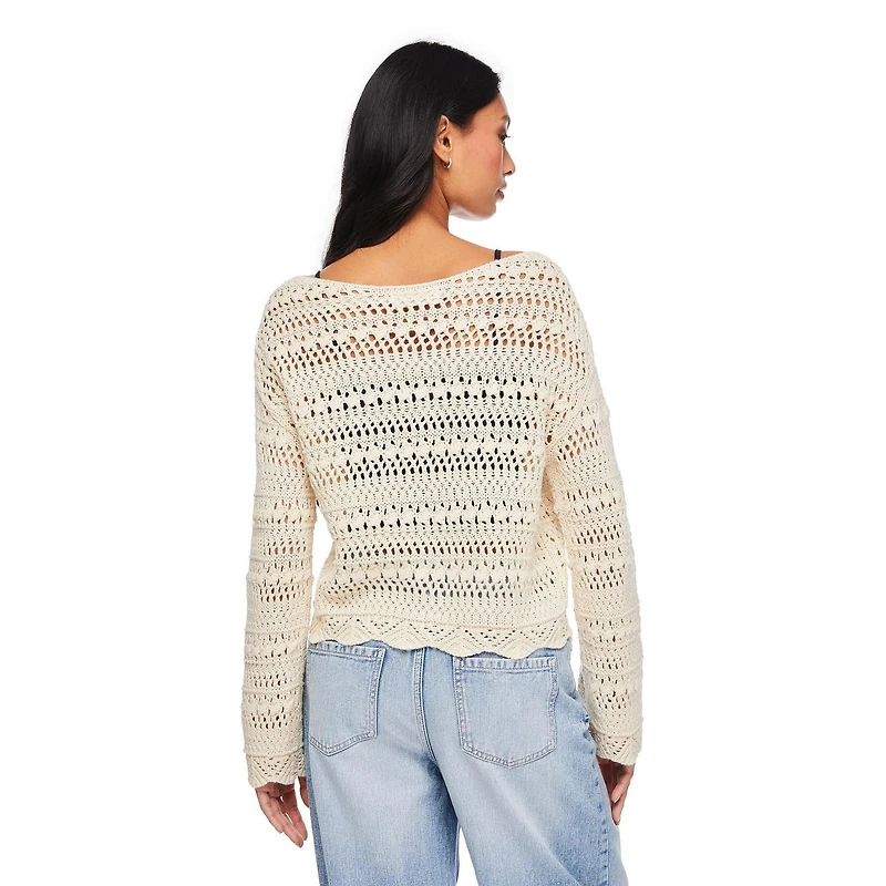 No Boundaries Women's Crochet Sweater