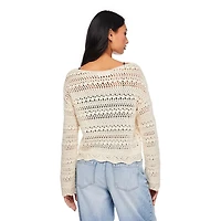 No Boundaries Women's Crochet Sweater