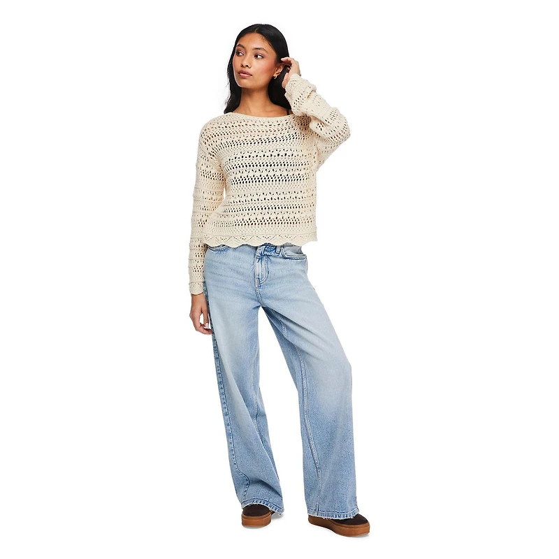 No Boundaries Women's Crochet Sweater