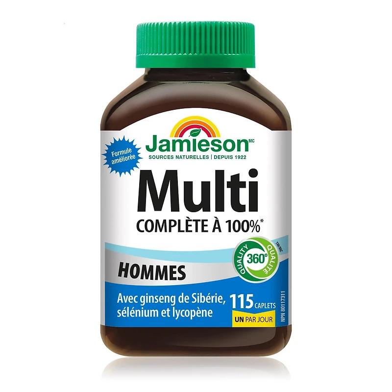 Jamieson 100% Complete Multivitamin for Men, 115 Caplets