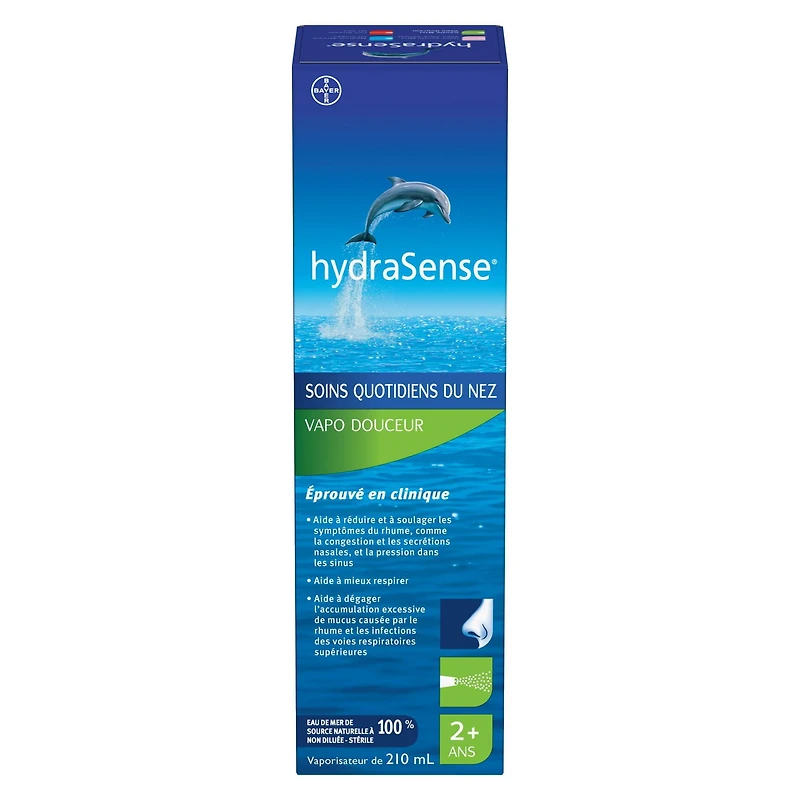 Vaporisateur nasal hydraSense Vapo douceur, Soins quotidiens du nez, eau de mer de source naturelle à 100 %, sans agent de conservation