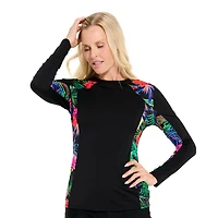 Krista Women's Full Coverage Floral Long Sleeve Rash Guard Swim Shirt