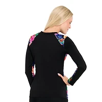 Krista Women's Full Coverage Floral Long Sleeve Rash Guard Swim Shirt