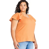 George Plus Women's Flutter Sleeve Top