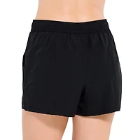 Krista Women's Black High-Waist Tactel Drawstring Swim Shorts Bottom