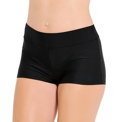 Krista Women's Full Coverage Black Swim Boyshorts Swim Bottoms