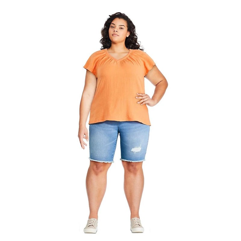 George Plus Women's Flutter Sleeve Top
