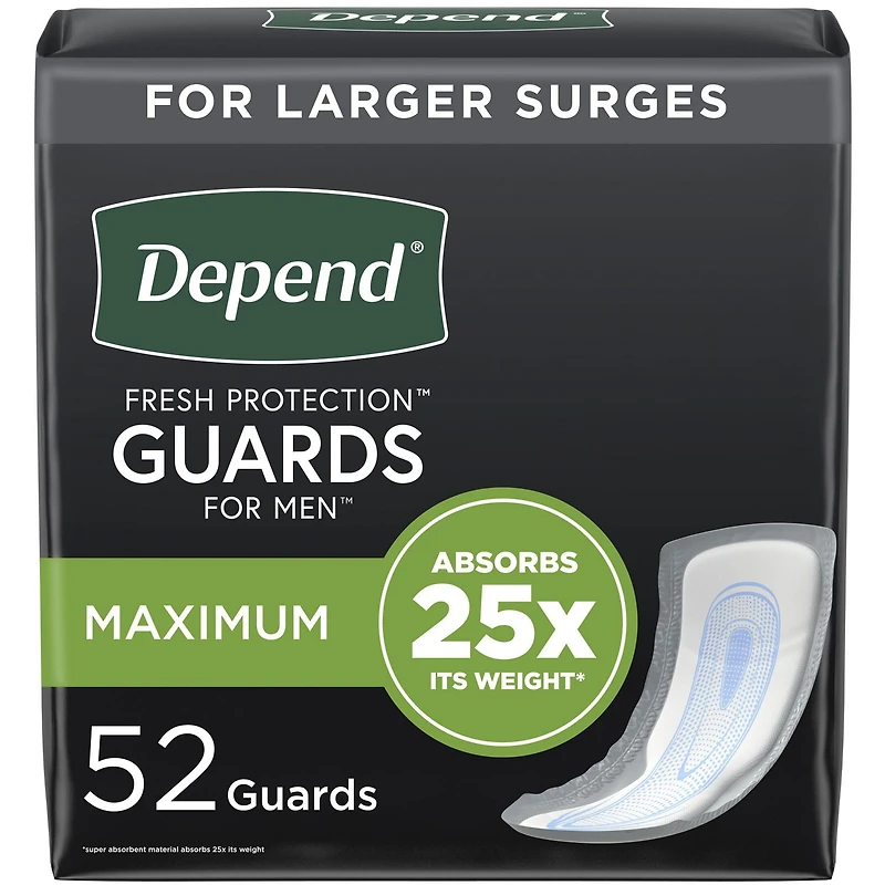 Protections contre l’incontinence Depend pour hommes, absorption maximale 52 Unités
