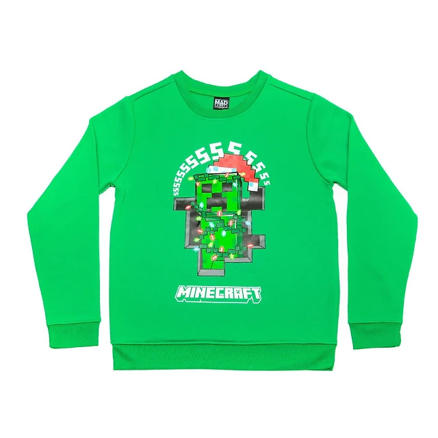 T-shirt Manches Longues Minecraft Pour Garçon – 11-12 Ans, Vert, Coton